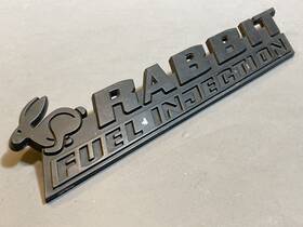 155853687a Volkswagen Vintage Vw Rabbit Fuel Injection Badge - Black Plastic