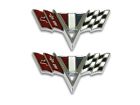 W-419 Classic Headquarters Chevy Ii Cross Flag Fender Emblem Set Pieces