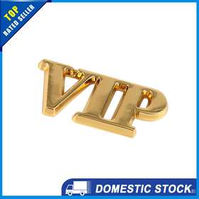 X Autohaux 743151807455 Universal Car Body Metal Decorative Vip Shaped Badge Sticker Gold Tone Pack Of 1