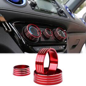Kr83r Xotic Tech #kr83r 3x Center Console Red Ac Control Switch Knob Cover Trim For Honda Fit Jazz 15-20