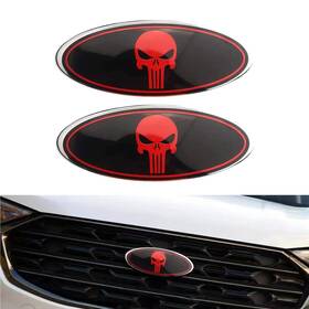 Yocb1501-0424 Yonwait 2 Pcs Front Grille Skull Emblem Central Mesh Cover Label Badge Compatib