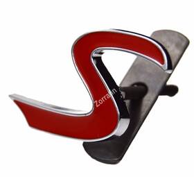 Zorratin 623428464794 Metal Red S Lettering Front Grille Grill Chrome With Mount Emblem Badge For Mini Co