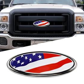 Qp8125 Zufoty Front Grille Tailgate Car Emblem 9 Inch American Flag Overlay Rear Tai
