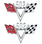 Oer Custom 502 Crossed Flag Front Fender Emblem Set For Chevy Car And Trucks. Fixed Price $99.98.