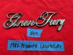 Plymouth Gran Fury Fender Emblem - 4175397 (809). Fixed Price $20.00.