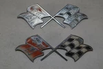 Original Gm Fuel Injection Front Fender Crossflags - 1959 Corvette Pn 3742213. Fixed Price $64.00.