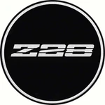 1985-90 Camaro Z28; Wheel Center Cap Decal; Black With Silver Logo; 1/2". Fixed Price $14.99.