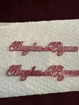 Cadillac Brougham Elegance Brand New Rear Quarter Panel Emblems, Red & Chrome. Fixed Price $250.00.