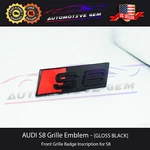 Audi S8 Front Grille Badge Gloss Black Emblem Line Inscription Nameplate A8. Fixed Price $32.99.
