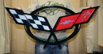Chevrolet Corvette C5 Crossed Flags Metal Art Sign - 32X15 Photosteel. Fixed Price $74.95.