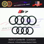 Audi S7 Emblem Gloss Black Grille Trunk Ring Rear Lid Logo Sign Badge Set 2019+. Fixed Price $93.32.