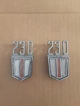 Pair Original 1960'S Chevrolet '230' Front Fender Emblems # 3864242. Fixed Price $15.00.