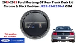 2015-2023 Ford Mustang Gt Rear Trunk Deck Lid Chrome & Black Emblem JR3Z6342528A. Fixed Price $120.00.