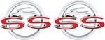 1962 Chevrolet Impala; "ss" Quarter Panel Emblems; With Hardware; Pair; Gm. Fixed Price $49.99.