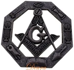 Masonic Master Square & Compass Oxidized Car Auto Emblem 3". Fixed Price $12.99.