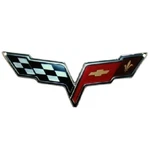 C6 Corvette Crossed Flag Metal Magnet Emblem Art 6" X 2.5" Photosteel. Fixed Price $19.95.