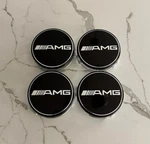 Set Of 4 Mercedes Benz Amg 75MM Black & Silver Rim Wheel Center Hub Caps Emblem. Fixed Price $24.98.