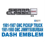 1981-1987 Gmc Sierra Classic Pickup Truck Jimmy Suburban Dash Emblem Square Body. Fixed Price $48.99.