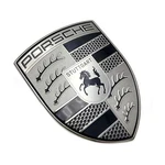 Genuine Porsche Exclusive Turbonite Front Crest Emblem 95C-853-601-A. Fixed Price $208.00.