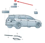 Genuine Volkswagen Golf MK7 Tailgate Manufacturer Emblem 5G0853687E2ZZ. Fixed Price $85.00.