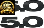 Pair Set 5.0 Liter Door Fender Emblem Badge Right Left Side Rear Gloss Black. Fixed Price $18.99.