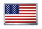 New Large American Usa Flag Chrome Metal Auto Emblem.. Fixed Price $15.95.