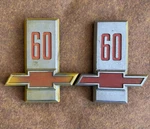 Pair Of Chevy 60 Series Fender Emblems Oem Bowtie Metal Part No. 3818131. Fixed Price $64.00.