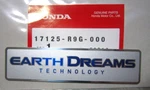 Honda Genuine Oem 17125-R9G-000 Earth Dreams Technology Emblem. Fixed Price $17.60.