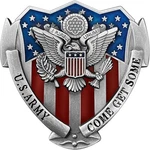 Metal Car Emblem 3D Decal Shield-shaped Eagle Crest Enameled American Flag. Fixed Price $19.99.