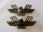 Ford Crossed Flag Fender Emblems Gold Dohc Galaxie Fairlane Mustang Mercury. Fixed Price $109.00.