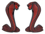 2007 - 2014 Mustang Cobra Emblems Pair Black Chrome With Red Highlights. Fixed Price $63.14.
