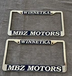 2 Mbz Motors Mercedes Benz Metal License Plate Frames Winnetka Canoga Park. Fixed Price $42.00.