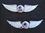 Flying Eyeball Pair Car Emblems Metal Badge Fits Hot Rod Chevrolet Ford Etc. Fixed Price $39.95.