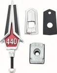 Oer 440 Hood Ornament Emblem Assembly Set For 1967 Plymouth Gtx Models. Fixed Price $109.98.