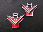 V8 Pair Metal Car Emblems Badges *new!* Fits Ford Customline Mainline Fairlane. Fixed Price $45.95.
