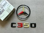Mercedes-benz C350 W204 Red Gold & Black Carbon Fiber Oem Rear Trunk Emblem Set. Fixed Price $115.00.