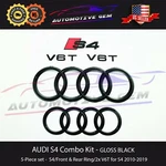 Audi S4 Emblem Gloss Black Front Grille Rear Trunk Ring V6T Badge Set 2010-2019. Fixed Price $85.54.