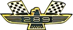 New 289 Ford Front Fender Air Cleaner Bird Emblem Black White & Gold. Fixed Price $29.95.