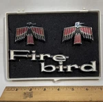 1967-68 Pontiac Firebird Emblems Red Black Chrome 9789589 9789532. Fixed Price $99.00.