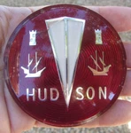 Vintage Hudson Auto Grille Badge Medallion Emblem Ornament Reflector Red Acrylic. Fixed Price $75.00.