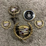 Rare Cadillac Trunk Roof Pillars Grille Hood Ornament Emblems Set 5 Golden. Fixed Price $100.00.