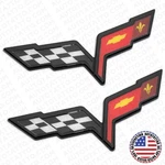 2X For 05-13 C6 Corvette Front Hood Rear Crossed Flags Badge Emblem Black Sport. Fixed Price $32.99.