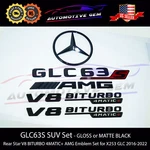 GLC63S Suv Amg V8 Biturbo 4MATIC+ Rear Star Emblem Black Combo Set Mercedes X253. Fixed Price $96.99.