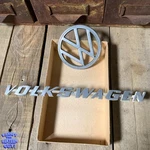 Genuine Vw, Used Parts Bug Hood Emblem & Volkswagen Decklid Script 1967 To 1974. Fixed Price $38.00.