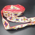 Vintage Woven Ribbon Trim With Geometric Patterns & Red Borders 1" CM2040. Fixed Price $29.99.