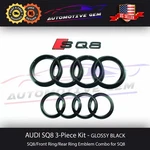 Audi SQ8 Emblem Gloss Black Front Grille & Trunk Ring Rear Logo Badge Line Kit. Fixed Price $95.54.