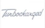 Turbocharged Chrome Emblem 2" By 8" W - Stud Mount United Pacific S1013. Fixed Price $7.00.
