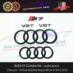 Audi S7 Emblem Black Front Grille Rear Trunk Ring V8T Badge Set 2013-2023. Fixed Price $103.32.