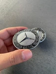 (one) Mercedes Benz Black & Silver Flat Front Hood Emblem Amg Badge 000 817. Fixed Price $38.34.
