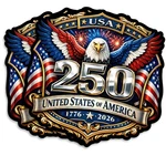 Usa 250TH Anniversary 1776-2026 Vinyl Sticker 2-PACK Inch Flag Patr.... Fixed Price $14.32.